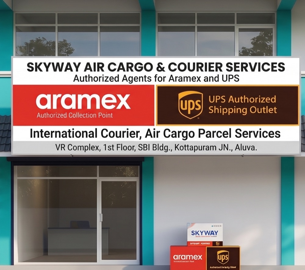 SKYWAY Air Cargo office near UC College Aluva — Aramex and UPS authorised outlet